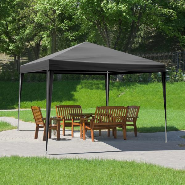 Black 10'x10' Waterproof Canopy Gazebo, Heavy Duty Outdoor Patio Party Tent for Wedding, BBQ, Catering & Backyard Events