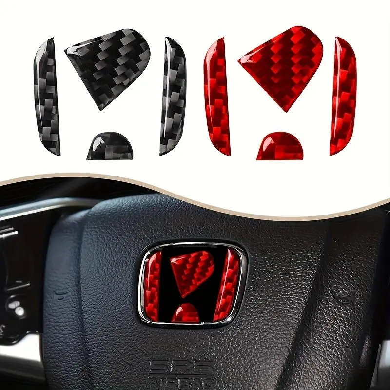 Carbon Fiber Steering Wheel Marker Decal - Peel & Stick Self-Adhesive for Honda Civic, CRV, Accord, Fit - Scratch-Covering, Wear-Resistant Interior Upgrade Car Stickers with Sporty Look Auto Accessories, Chic
