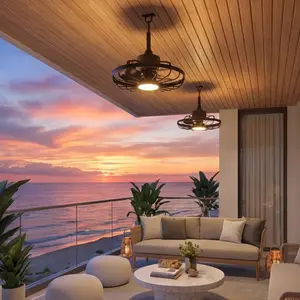 20" Ceiling Fan with Light & Remote, Caged Ceiling Fan, 6-Speed Reversible Motor, 3CCT Dimmable LED for Patio, Gazebo, Bedroom & Kitchen