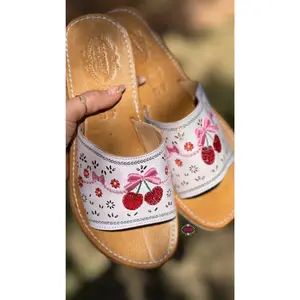 Cherry Pink Coquette Mexican White Sandals
