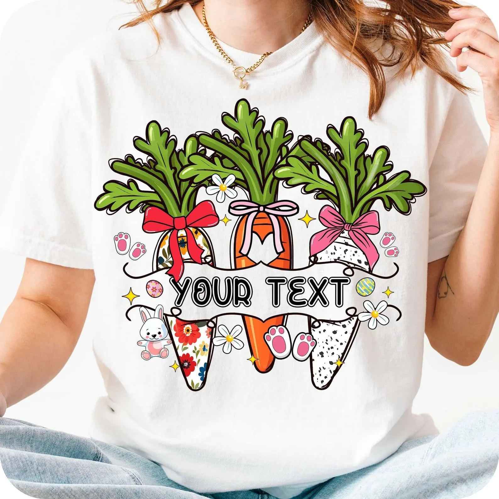 Custom Easter T-Shirt, Easter Carrot Shirts, Personalized Happy Easter Tee, Easter Bunny Name, Peeps Name, Preppy Easter, Bunny Rabbit