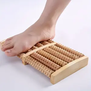 Wooden Foot Massager with Relief Roller, Dual Control Design, Ideal for Home Use, All-Season Choice, Foot Bottom Massage Tool, Body Care