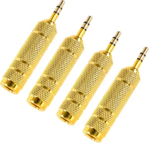Easter Gift  3.5 mm(1/8'') Male to 6.35 mm (1/4'') Jack Female Stereo Adapter for Headphone, Amp Adapter, 4Pack
