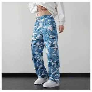 Fashion men's wear�� [Fashionable Camouflage Pants] Fujilove Men's Camouflage Print Work Pants | Fashionable Loose Pants with Flip Pocket for Hiking and Camping, Outdoor Streetwear Hiphop Style