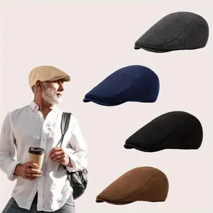 4pcs Vintage Newsboy Caps for Men - Soft Stretch Fit Flat Cabbie Hat, Durable Fabric for Outdoor Daily Use & All-Season Comfort headband hair women scarf head wrap