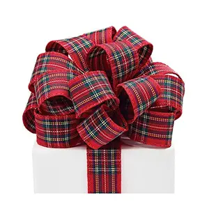 Red Tartan Plaid Wired Fabric Ribbon - 1.5 Inches Wide x 20 Yards (9740271) - Plaid Ribbons, Tartan Ribbons