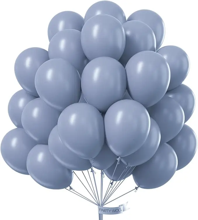 PartyWoo 50pcs 12-Inch Round Dusty Blue, Dusty Purple, Muted Lavender Latex Balloons Set - Elegant Helium Decor Supplies for Boy Baby Shower, Birthday, Party Favors to Elevate Your Party Decorations