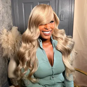 Ash Blonde Wig Human Hair 200 Density Body Wave Lace Front Wigs Human Hair 13x6 Glueless Ash Blonde Highlight Colored Lace Frontal Wig Pre Plukced for Women