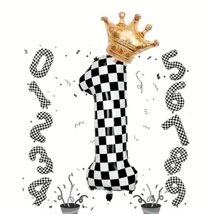 Single grid crown design digital balloons, perfect for royal themed events, birthday parties, anniversaries, pool parties, and wedding decorations, can be used both indoors and outdoors