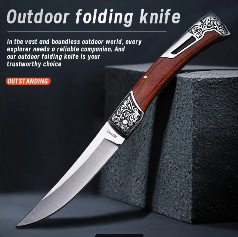 3.5-inch Mahogany Wooden Handle Kitchen Fruit Knife - Thick Ergonomic Durable Sharp Blade, Kitchen Supplies for Home & Outdoor Camping Use, Ideal Gift for Friends