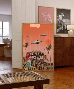 Cosmic Cowgirl Poster, Vintage Desert Wall Art, Retro Style Collage, Western Home Decor, Trendy Wall Art