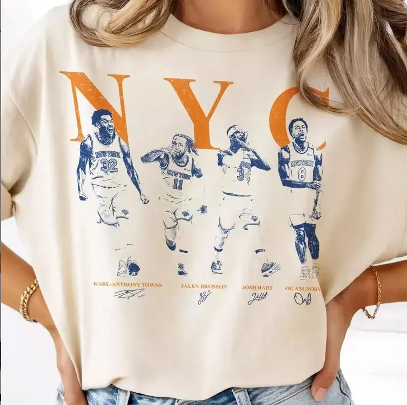 Men's Garment-Dyed Vintage Graphic Tee - Soft Breathable Cotton, NYC Basketball Design, Short-Sleeve Relaxed Fit Retro Streetwear Top, Garment-Dyed Vintage Look, Minimal Shrinkage, Lasting, Unisex, Chinese New Year, Children's Day Basics