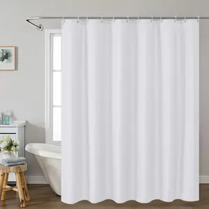 Waffle Pattern Shower Curtain with 12pcs Hooks, 1 Count Waterproof Shower Curtain, Shower Curtain Liner, Bathroom Decor Supplies, Bathroom Decoration Accessories, Bathroom Accessory