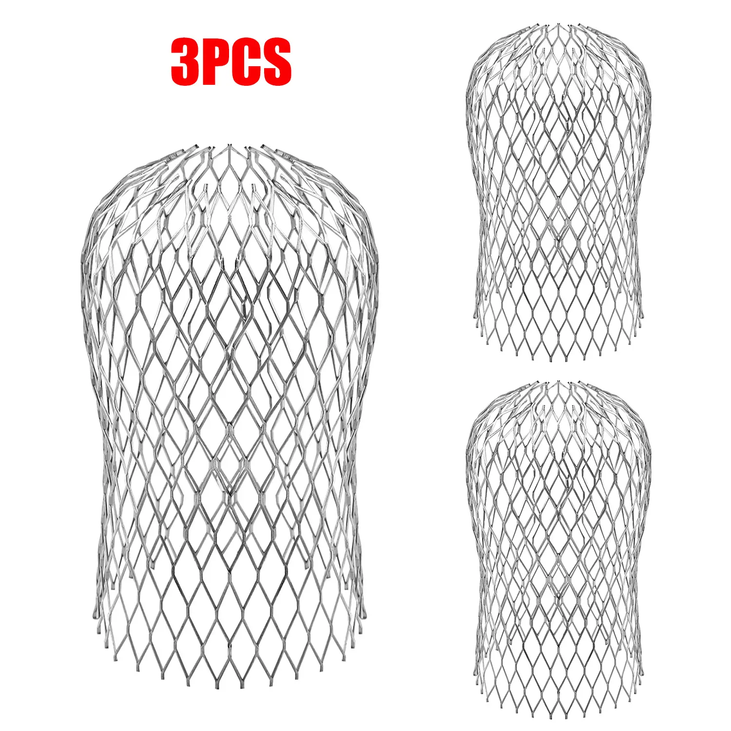 3 Pack Garden Gutter Downspout Filter Strainer - Adjustable Corrosion-Resistant Diamond Mesh Drainage Screen, 15.5cm Height Anti-Leaf Clog Gutter Guard for Roof Rain Downspout & Drain Pipe