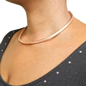 Pure Copper Neck Cuff, Neck Bangles, Adjustable Stackable Wire Necklaces, Raw Copper Crystal Pendant Necklace, Copper Chocker [Made-to-Order]