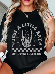 100% Cotton Unisex Just A Little Ray Of Pitch Black Goth Dark Humor Grunge Emo T-Shirt