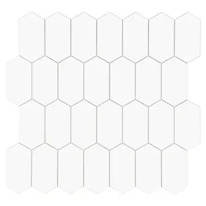 INNO STICKERS 10-Sheet Backsplash Tile for Kitchen Peel and Stick White Long Hexagon Self Adhesive Wall Tile. Stone Composite Stick On Decorative Mosaic Tile for Bathroom, Fireplace, 9 Sq Ft.