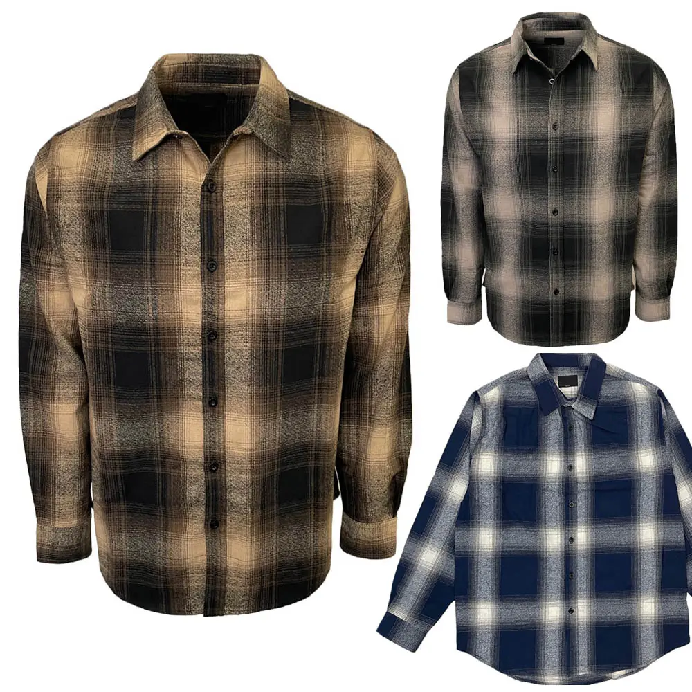 Men's Relaxed Fit Long Sleeve Midweight Plaid Flannel Shirt