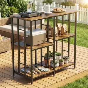 4-Tier Bakers Rack with Adjustable Shelves, Kitchen Storage Rack Microwave Stand, Mini Fridge Stand Organizer for Kitchen, Living Room & Office