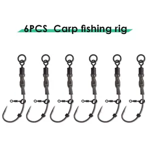 6-Piece Carp Hooks Set, Ronnie Rig Fishing Accessories, Soft Worm Ear Hooks for Effective Bait Connection, Essential Fishing Gear, Ronnie Rig Accessory, Carp Fishing Equipment