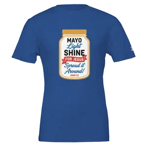 Mayo Light Shine For Jesus T-Shirt Ultra Soft Fabric Durable Print Unisex Fit Church Events Everyday Wear Fun Meaningful Gift - Menswear