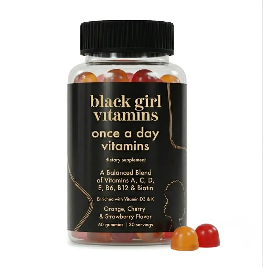 Black Girl Women's Once-a-Day Chewable Multivitamin Gummies - Vitamin A,B,C,E,Zinc, Immune Support, Body Health, Adults, Naturally Derived, Vegan, Gluten-Free, Made in USA, 30-Day Supply, Strawberry Flavor, Daily Nutritional Supplement