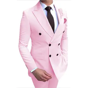 European and American business casual suit set, groom's and best man's suit two-piece set, men's suit style Menswear Formal Fabric Classic Coat Elegant Fashion Matching Overall Smooth Long Sleeve Workwear Wetsuit Plain Beige Red