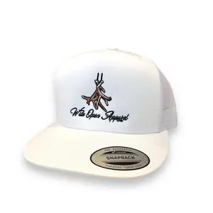 Antler Embroidered White High Profile Hat