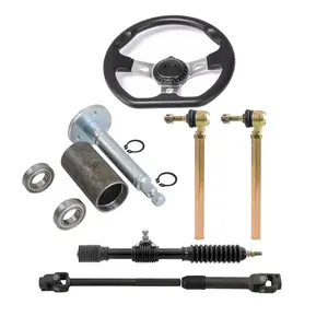 Go Kart Kit Steering Shaft Joint Knuckle Assembly 270mm Steering Wheel Steering Holder Adapter Bearings 3 Stud Axle Hub Tie Rod Ball Joint End Fit 49FM5 49FM5-E ATV UTV Buggy Quad Moped Drift Trike