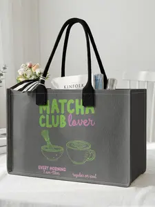 1 piece of matcha elements 'CLUB lover' 2D printed large capacity storage bag, extra large storage bag, sturdy handle, space-saving multi-purpose, suitable for going to school, traveling, shopping