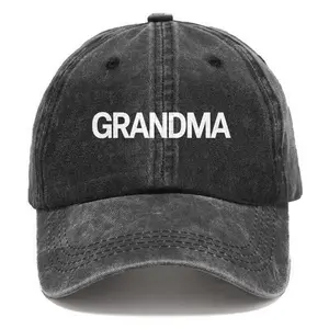GRANDMA Text Graphic Washed Cotton Baseball Cap | Retro Casual Style Hat