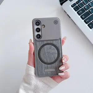 Fin Magnetic Aromatherapy Cooling Phone Case for Samsung S25ultra S25plus S24Ultra Frameless Leather Protective Case