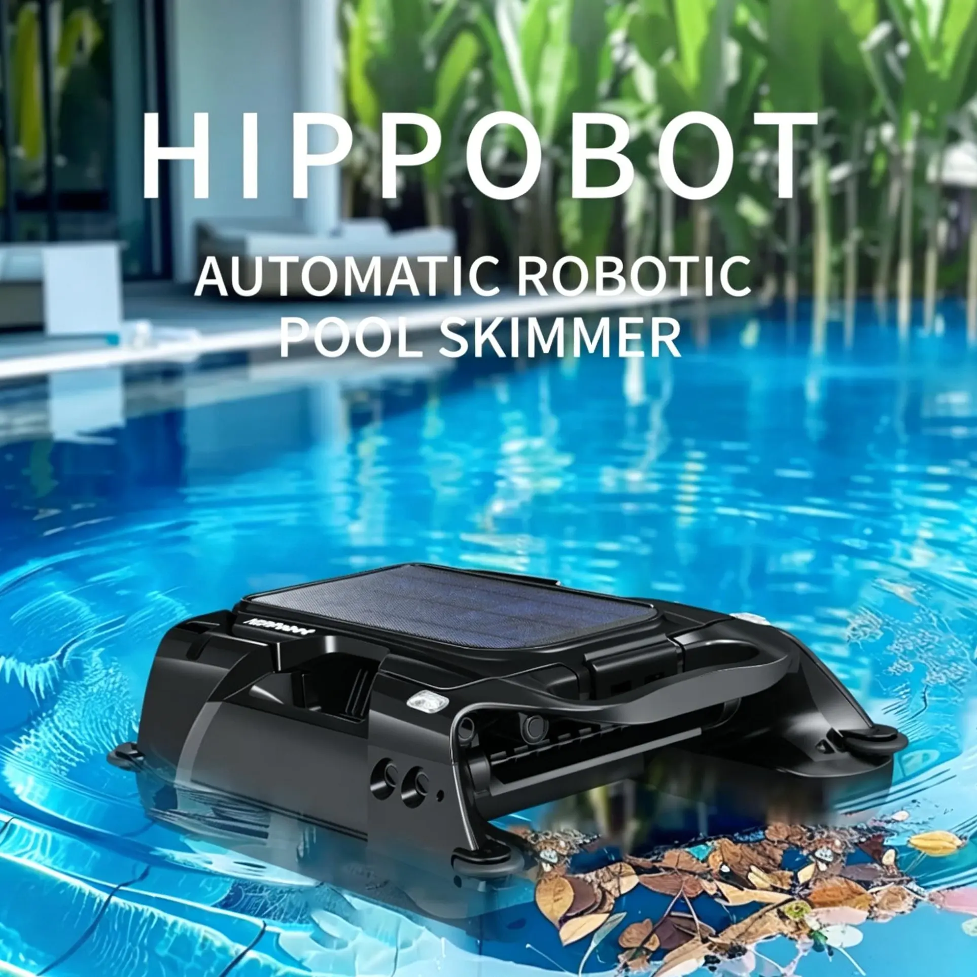 EcoSkim Pro – Solar Robotic Pool Skimmer, 24/7 Continuous Debris Removal, Dual Battery+Solar, 5L Easy‑Empty Basket, Sensor‑Guided Navigation