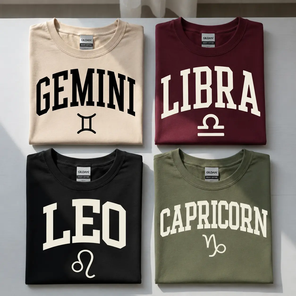 All 12 Minimalist Zodiac T-Shirt, Vintage Varsity Font Astrology Sign Tee, Unisex Zodiac Shirt, Retro College Style Star Sign Graphic Tee, Casual Horoscope Gift Shirt - JACKSON HOAI STORE