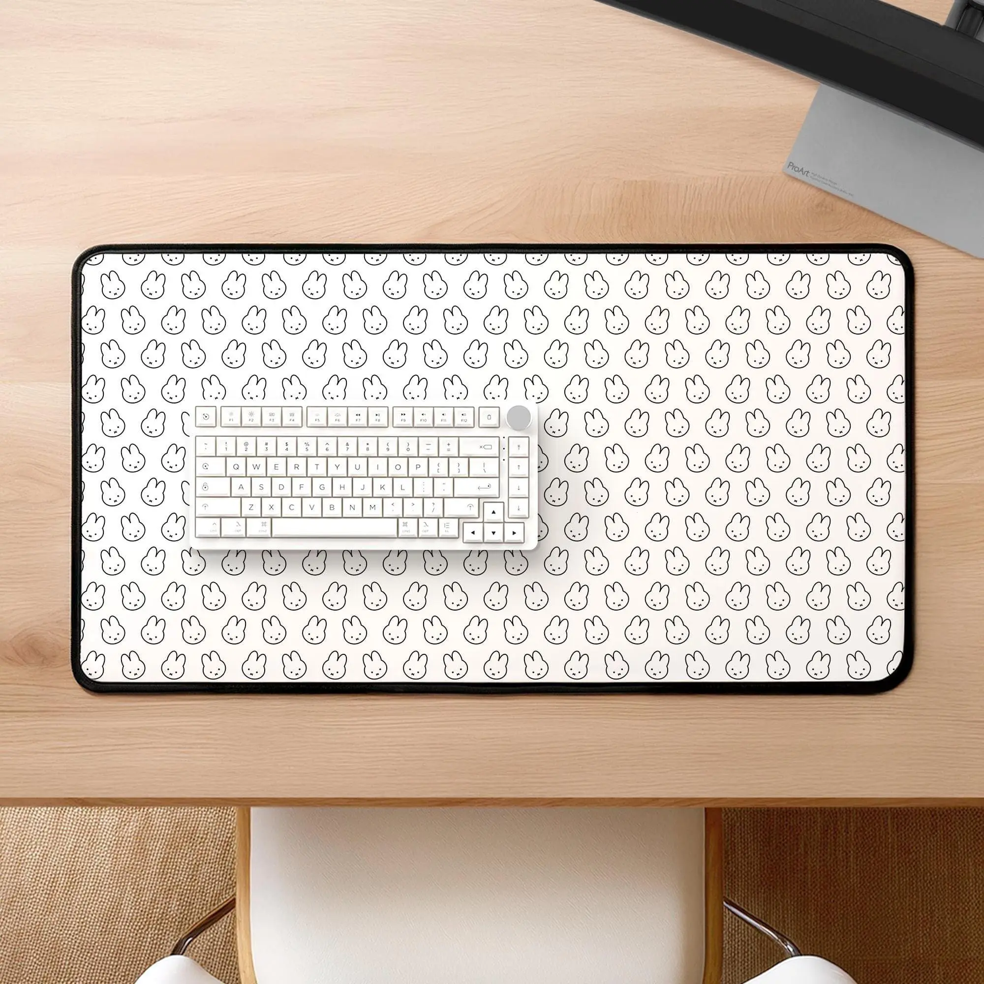 Cute Bunny Pattern Desk Mat | Miffy Inspired Desk Pad, Large Mouse Pad, Gaming Mousepad, Rabbit Pattern, Miffy Accessory, Desk Decor, Gifts