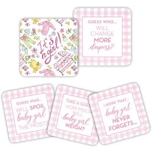 PAPER COASTER - IT'S A GIRL HANDPAINTED GIRL ICONS CONVERSATION COASTERS