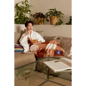 Warmzie Wearable Blanket Plaid Beige