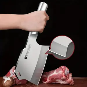 PLYS High Hardness Bone Splitting Knife All Steel Chopping Turkey and Ribs Kitchen Knife Commercial Butcher Knife
