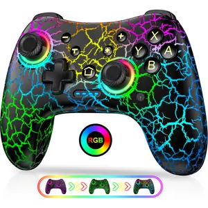 Switch Controllers,Wireless Switch Pro Controller for Switch/Lite/OLED/iOS/Android,Rechargeable Wired PC Gaming Controller with Cool LED Light, Turbo, 6-Axis Gyro, 4-Speed Vibration