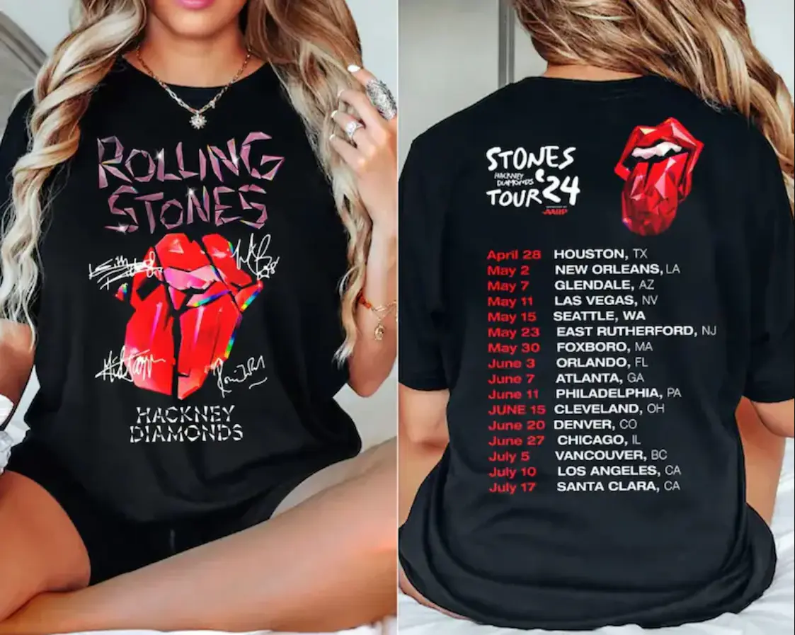 Rolling Stones 2024 Tour Tee Shirt, Rolling Stones Band Fan Shirt,Hackney Diamonds Tour Shirt,Rock and roll shirt,Music Festival T-Shirt
