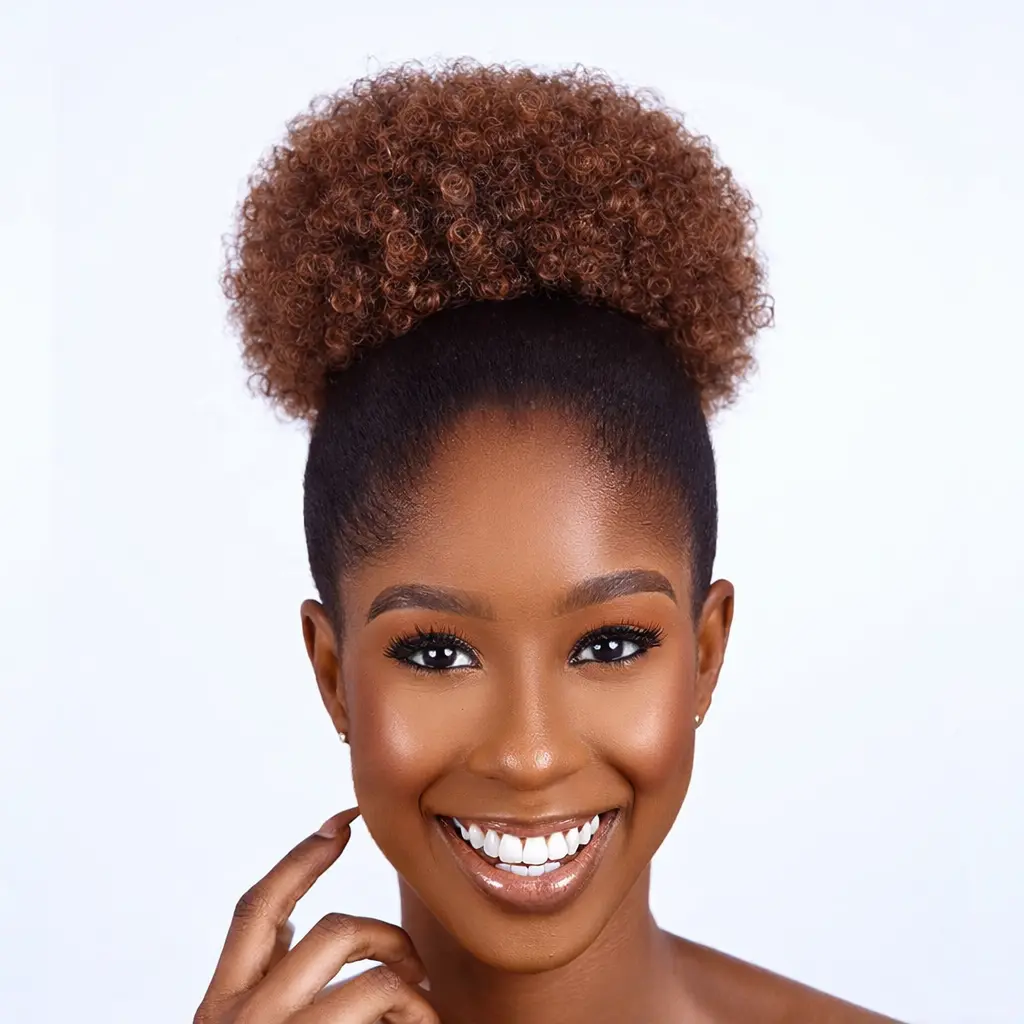 Synthetic Afro Kinky Drawstring Ponytail Bun Extension - 8 Inches Short Curly Updo Hairpiece, Large Size (3oz, 2/30#) for Ponytail Hairstyles, Adds Texture, Easy to Maintain