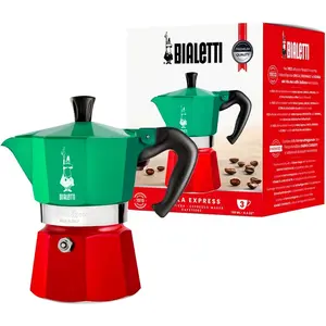 Stovetop Espresso Maker, Makes Italian Coffee, 3-Cup (4.3 Oz - 130 Ml) Aluminium Moka Pot, Colored Red, Green, Silver