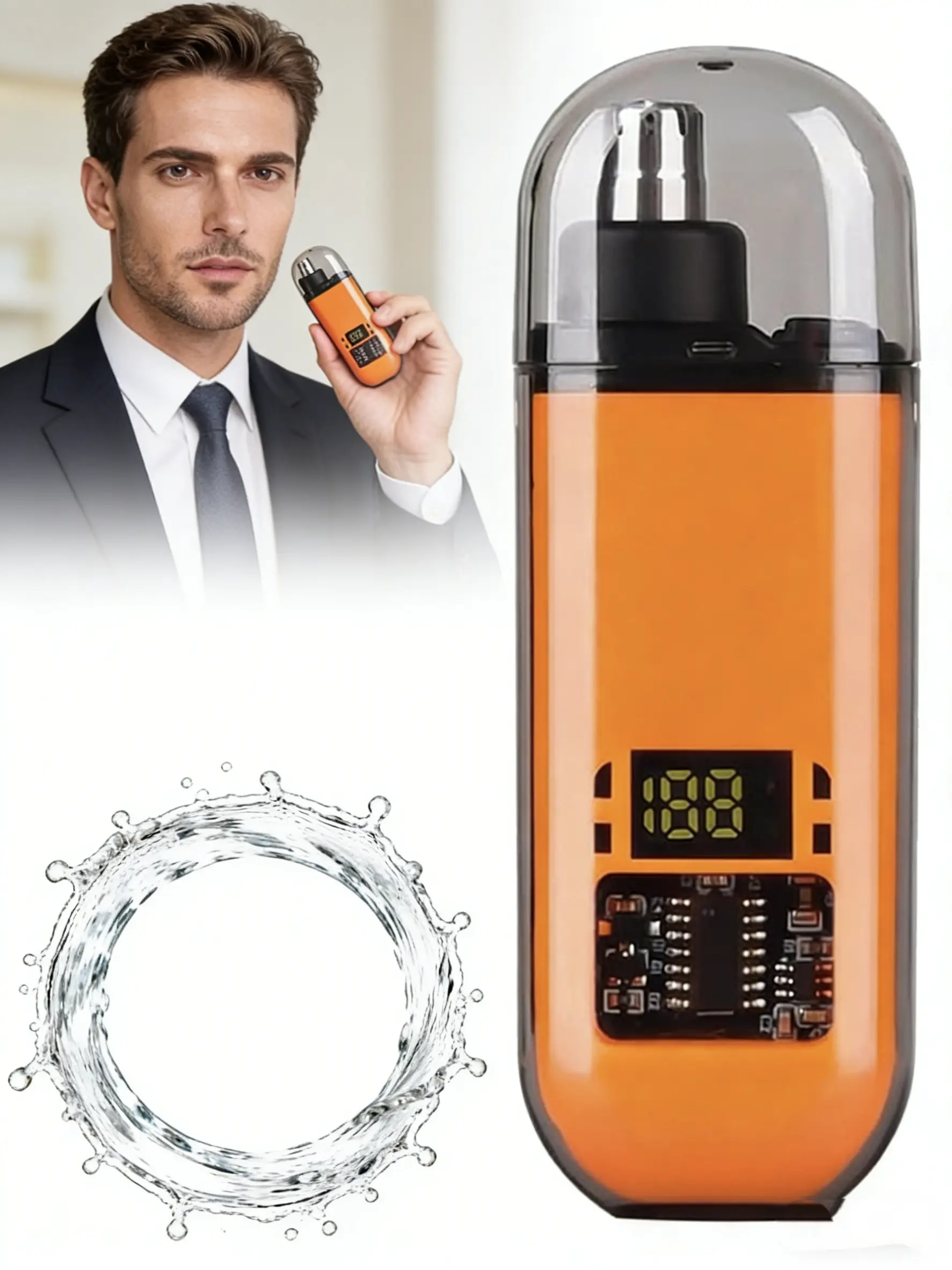 Portable Electric Nose Hair Trimmer, USB-Powered Cordless Trimmer with LED Display, Lightweight On-the-Go Grooming Tool for Men, Valentine's Day Gift Option