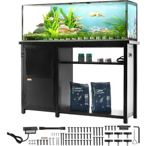 VEVOR Aquarium Stand, 20 Gallon Fish Tank, 25.6x 16.5x 31.9 in Steel and MDF Turtle Tank, 167.6 lbs Load Capacity, Reptile Tank With Storage Cabinet and Embedded Power Panel, BlackVEVOR Super Brand Day