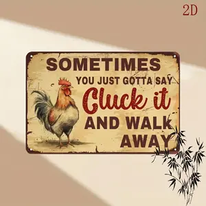 Rustic Metal 1pc Vintage Chicken "Cluck It and Walk Away" Tin Sign (11.81"x7.87"/30x20cm) |   Humorous  Wall  Welcome Chicken Coop Sign Funny Chicken  Welcome Sign for metal wall sign Vintage Metal Tin Sign home decor plaque funny bar sign