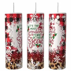 Christmas 20 oz Tumbler Coffee Drinkware Insulated Lid Skinny Portable