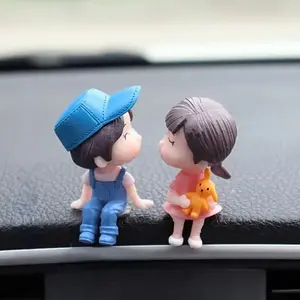 Car Decoration Cute Cartoon Couples Action Figure Figurines Balloon Ornament Auto Interior Dashboard Accessories
