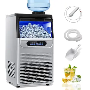 80lb/24hr Undercounter Ice Maker Commercial Home Use - 22lb Bin Self Cleaning Silent Operation Bar Ready Stainless Steel Icemakermachine