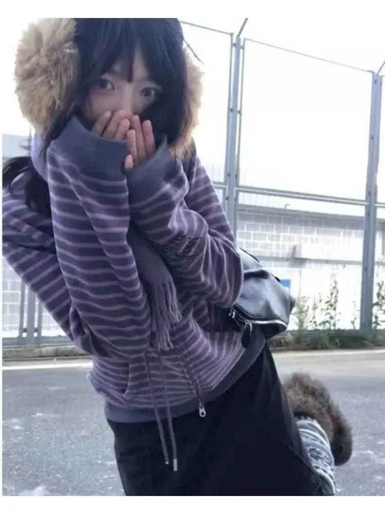 American Vintage Japanese Jacket Hooded Women 2026 Cotton Coats Outwear Design Subculture Gothic Sweatshirts Harajuku