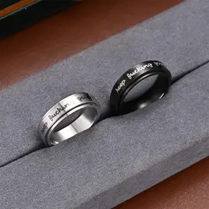 Stainless Steel Inspirational Spinner Ring – Personalized Anxiety Relief Jewelry for Men, Women & Couples